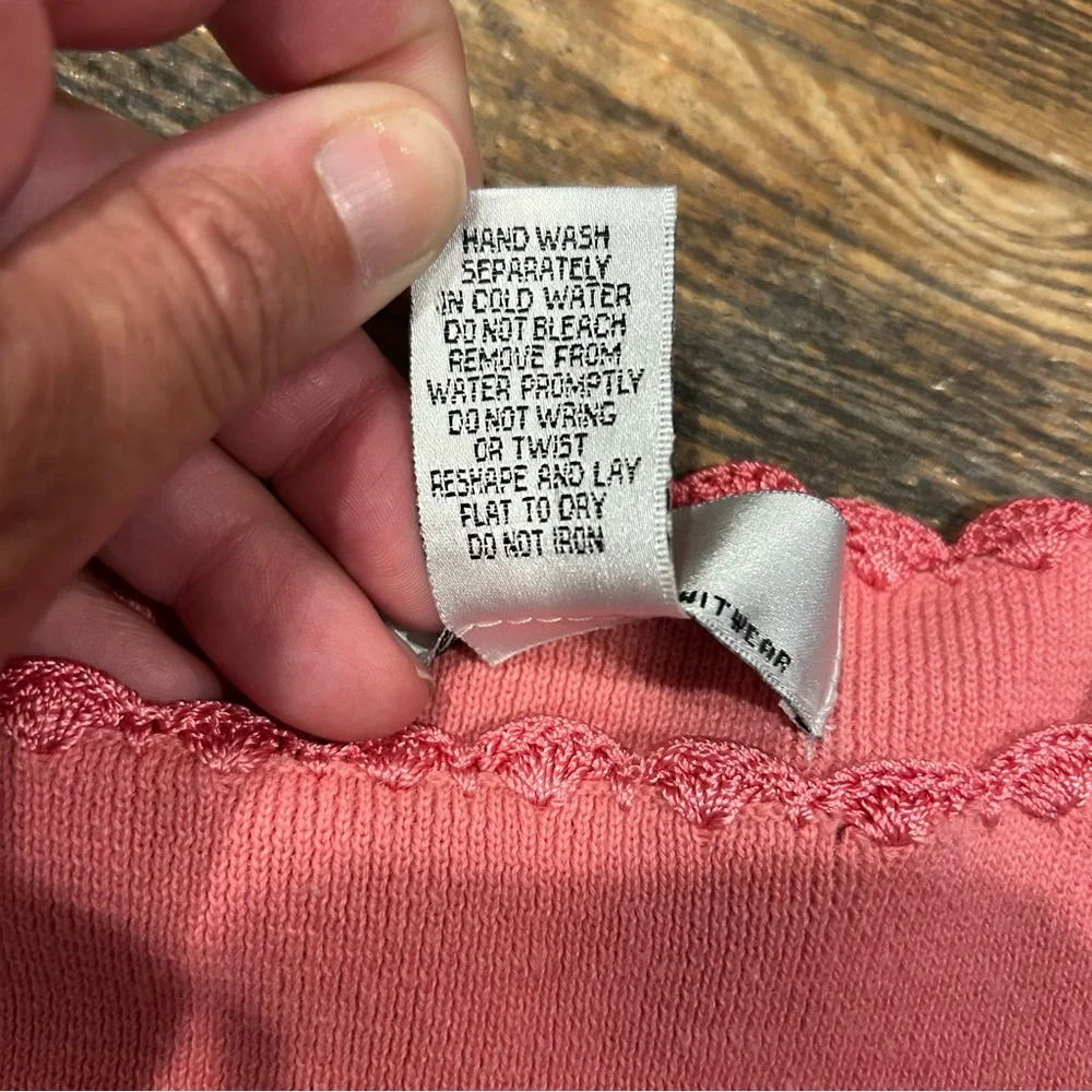 Vintage Y2K Kikit Knitwear Pink Crochet Sleeve Baby Tee – Size Small - Picture 5 of 6